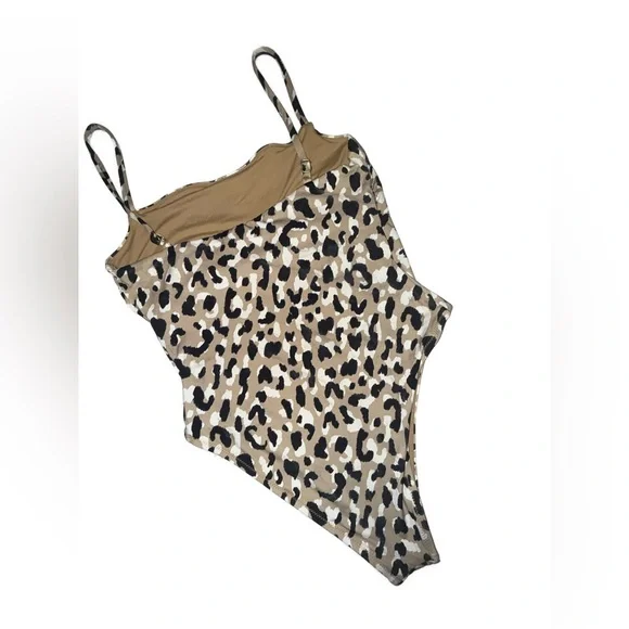 Vitamin A Leopard Print One Piece Swimsuit Size L 10 Adjus Straps resort wear - Picture 5 of 8